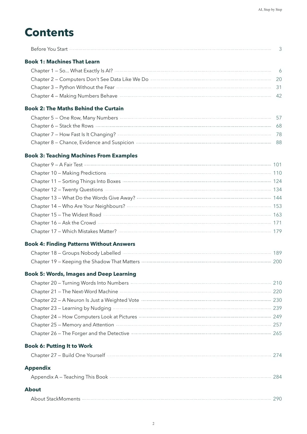 Preview of AI, Step by Step - page 2: Contents